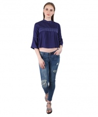 Swag Blue Color Imported  Streachable Fabric Cotton Top For Women