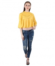 Swag Yellow Color Imported  Streachable Fabric Cotton Top For Women