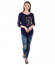 Swag Blue Color Imported  Streachable Fabric Cotton Top For Women