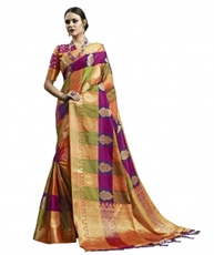 Shangrila Designer Heavy Zari Border Banarasi Silk Saree with Unstitched Blouse Piece