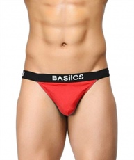 BASIICS by La Intimo Men`s Red Cotton Spandex Prime Thong