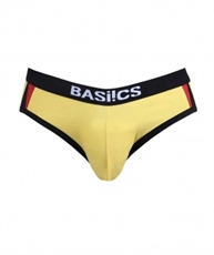 BASIICS by La Intimo Men`s Yellow Cotton Spandex Modern Pattern Brief