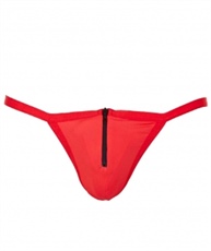 La Intimo Men`s Red Nylon Spandex Zipper String