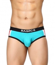 BASIICS by La Intimo Men`s Teal Cotton Spandex Double Stripe Classic Brief