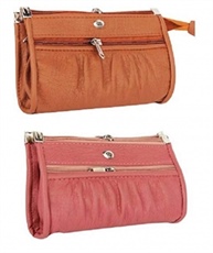 DN Enterprises Womens Wallet/Clutch/Hand Bag/Attractive Casual Purse for Ladies/Girls Combo of 2(tan-pink)