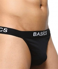 BASIICS by La Intimo Men`s Black Cotton Spandex Prime Thong