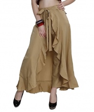  Women`s Cotton Casual Wear Ruffle Palazzo (khaki)