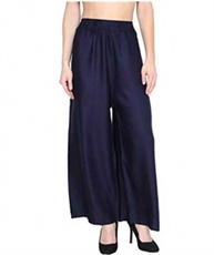  Women`s Rayon Palazzo Pant Navy Blue 