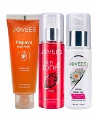 Jovees Normal Skin Routine (Set of 3) Papaya Face Wash & Rose Toner and White Water Lily Lotion 300gm