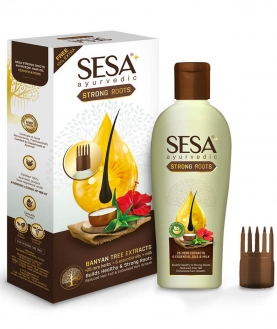 Sesa Plus Ayurvedic Strong Roots Oil, Prevents Hair Fall, Good for Hair Growth with Bhringraj and pure Banyan Tree Extracts 100ml