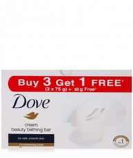 Dove Cream Beauty Bathing Bar 75gm (Pack of 3) with Free 50 gm