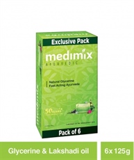 Medimix Ayurvedic Natural Glycerine Soap, 125 gm (Pack of 6)