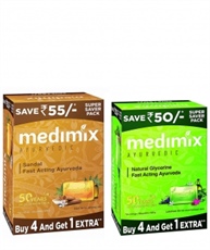 Medimix Ayurvedic Sandal Soap, 125gm (Pack Of 5) and Medimix Ayurvedic Glycerine Soap, 125gm(Pack Of 5)