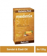 Medimix Ayurvedic Sandal Soap, 125 gm (Pack of 6)