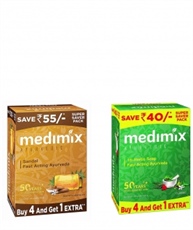 Medimix Ayurvedic Sandal Soap, 125gm (Pack Of 5) and Medimix Ayurvedic Classic 18 Herbs Soap, 125gm (Pack Of 5)