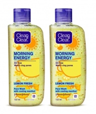 Clean & Clear Morning Energy Lemon Fresh, Yellow, 150 ml (Pack of 2)