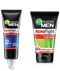 Garnier Men Acno Fight Pimple Clearing Gel,10 ml and Garnier Acno Fight Face Wash for Men, 100 gm