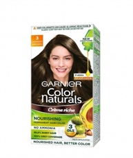 Garnier Color Naturals Crème hair color, Shade 3 Darkest Brown, 70ml + 60gm