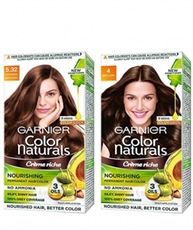 Garnier Color Naturals, Shade 5.32, Caramel Brown 70ml+60gm and Garnier Color Naturals, Shade 4, Brown (70ml+60g )