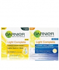 Garnier Light Complete Fairness Serum Cream, 45gmand Garnier Skin Naturals, Light Complete Night Cream, 40gm