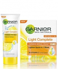 Garnier Skin Naturals, Light Complete Face Wash, 100gm and Garnier Skin Naturals, Light Complete Serum Cream SPF 19, 45g