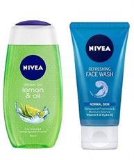 NIVEA Shower Gel, Lemon & Oil, 250ml & Face Wash, Refreshing With Vitamin E & Hydra HQ, 150ml Combo