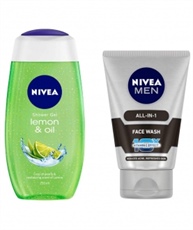 NIVEA Shower Gel, Lemon & Oil, 250ml and NIVEA MEN Face Wash, All-in-One, 100ml