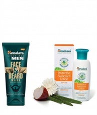 Himalaya Men Face And Beard Wash, 80ml and Himalaya Herbals Protective Sunscreen Lotion, 100ml