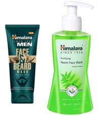 Himalaya Men Face And Beard Wash, 80ml and Himalaya Herbals Purifying Neem Face Wash, 200ml