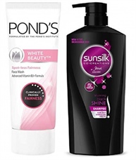 Ponds White Beauty Spot Less Fairness Face Wash, 200 gm & Sunsilk Stunning Black Shine Shampoo 650 ml