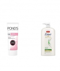 Ponds White Beauty Spot Less Fairness Face Wash, 200 gm & Dove Hair Fall Rescue Shampoo, 1 Ltr