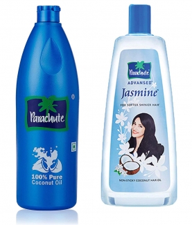 Parachute Coconut Oil Bottle - 600 ml & Advansed Jasmine Coconut Hair Oil, 500ml Combo