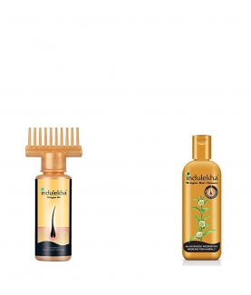 Indulekha Bhringa Hair Oil, 50ml & Indulekha Bringha Hair Anti-Hair Fall Shampoo, 100ml