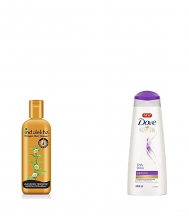 Indulekha Bringha Anti Hair Fall Shampoo, 200ml & Dove Daily Shine Shampoo, 340ml