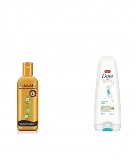 Indulekha Bringha Anti Hair Fall Shampoo, 200ml & Dove Dryness Care Conditioner, 180ml