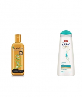 Indulekha Bringha Anti Hair Fall Shampoo, 200ml & Dove Dryness Care Shampoo, 340ml