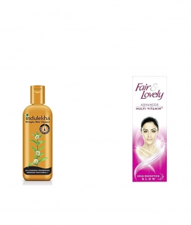 Indulekha Bringha Anti Hair Fall Shampoo, 200ml & Fair & Lovely Advanced Multi Vitamin Face Cream, 110 gm