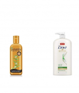 Indulekha Bringha Anti Hair Fall Shampoo, 200ml & Dove Hair Fall Rescue Shampoo, 1L