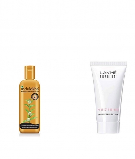 Indulekha Bringha Anti Hair Fall Shampoo, 200ml & Lakmé Absolute Perfect Radiance Skin Lightening Facewash, 50gm