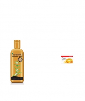 Indulekha Bringha Anti Hair Fall Shampoo, 200ml & Pears Pure And Gentle Soap Bar, 125gm (Pack Of 3)