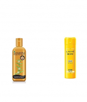 Indulekha Bringha Anti Hair Fall Shampoo, 200ml & Lakme Sun Expert SPF 24 PA Fairness UV Sunscreen Lotion, 60ml