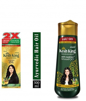 Kesh King Kesh King Ayurvedic Scalp and Hair Oil, 300 ml and Kesh King Scalp And Hair Medicine Anti Hairfall Shampoo, 340ml