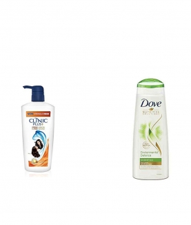 Clinic Plus Strong & Extra Thick Shampoo 650 ml & Dove Environmental Defence Shampoo, 340ml