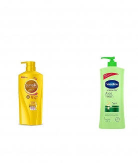 Sunsilk Nourishing Soft & Smooth Shampoo 650ml & Vaseline Intensive Care Aloe Fresh Body Lotion, 400 ml