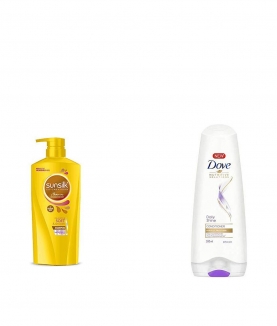 Sunsilk Nourishing Soft & Smooth Shampoo 650ml & Dove Daily Shine Conditioner, 180ml