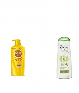 Sunsilk Nourishing Soft & Smooth Shampoo 650ml & Dove Environmental Defence Shampoo, 340ml