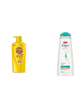 Sunsilk Nourishing Soft & Smooth Shampoo 650ml & Dove Dryness Care Shampoo, 340ml