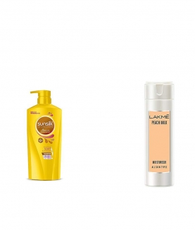 Sunsilk Nourishing Soft & Smooth Shampoo 650ml & Lakme Peach Milk Moisturizer Body Lotion 200 ml