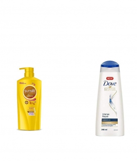 Sunsilk Nourishing Soft & Smooth Shampoo 650ml & Dove Intense Repair Shampoo, 340ml