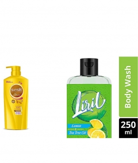 Sunsilk Nourishing Soft & Smooth Shampoo 650ml & Liril Lemon and Tea Tree Oil Body Wash, 250 ml